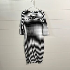 Dainty Jewells Black and White Striped Midi Dress